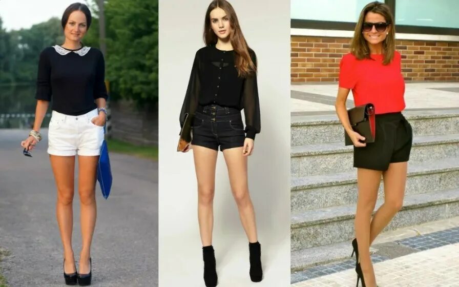 Образы с белыми, чёрными и хаки шортами и кардиганами