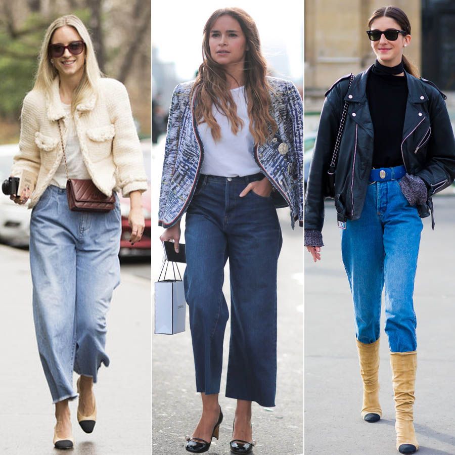 Образы с разными курками и широкими джинсами для женщин